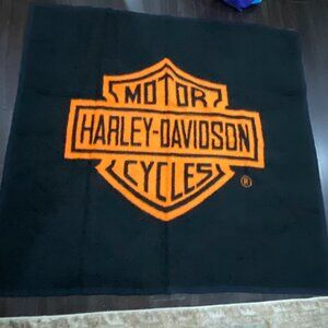 Vintage Harley-Davidson Motorcycle Orange & Black Campus Throw Blanket 47" X 57"